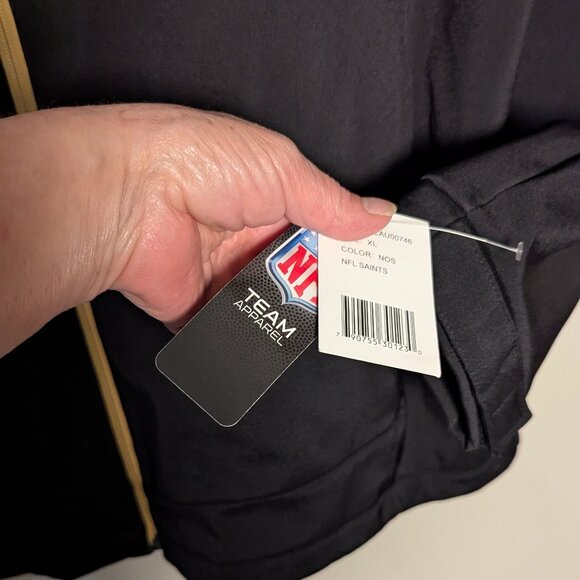 NWT NFL Black New Orleans Saints Stadium Jacket with Detachable Hood. Size XL - Picture 3 of 6